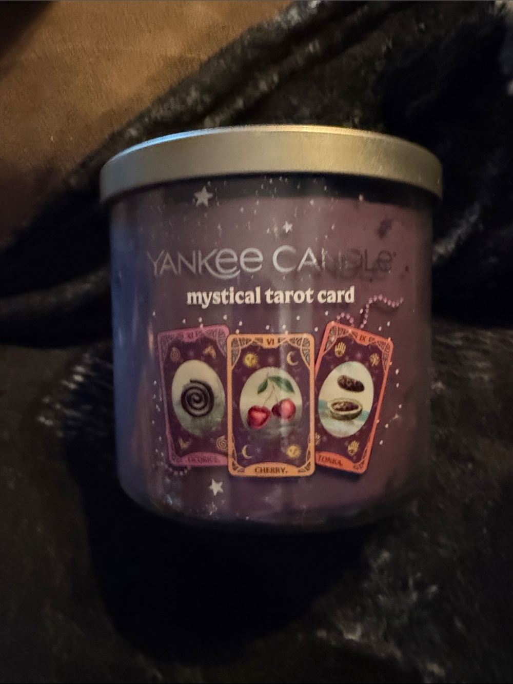 Yankee Candle Mystical Tarot Card Jar Candle — Purple with Gold Lid